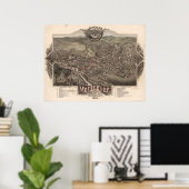 1884 Montpelier, VT Bird's Eye Uitzicht Panoramic Poster (Thuiskantoor)
