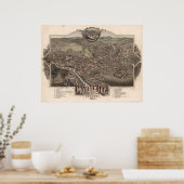 1884 Montpelier, VT Bird's Eye Uitzicht Panoramic Poster (Keuken)