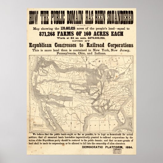 1884 Poster voor politieke campagne op het democra (Voorkant)