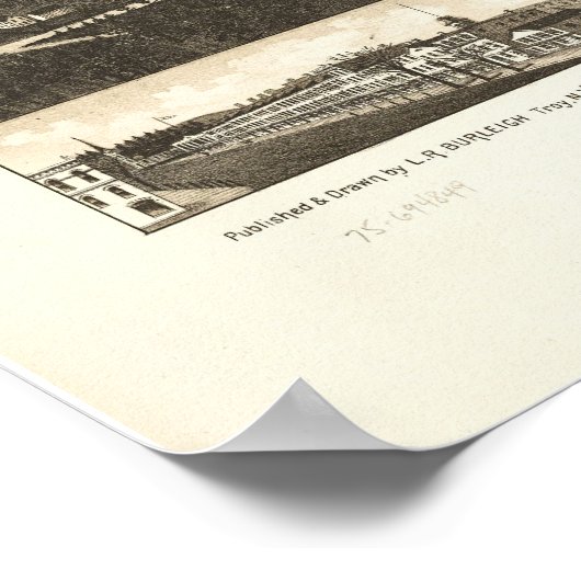 1884 Skaneateles, NY Birds Eye Uitzicht Panoramic  Poster (Hoek)