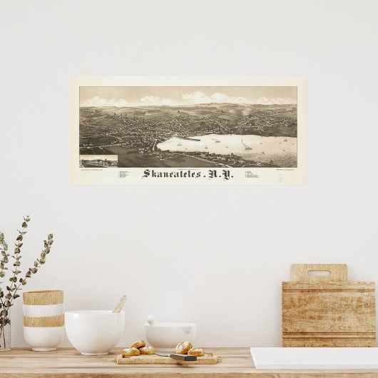 1884 Skaneateles, NY Birds Eye Uitzicht Panoramic  Poster (Keuken)