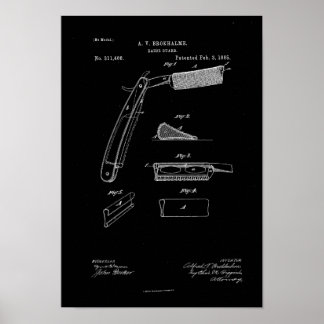 1885 Barber Razor Guard Antiek Patent Artwork Poster