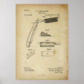 1885 Barber Razor Old Kijk Patent Artwork Poster (Voorkant)