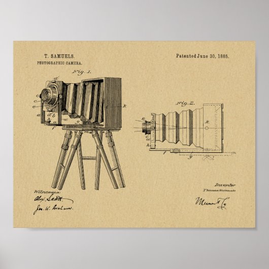 1885 Camera Patent Art Drawing Print (Voorkant)