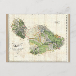 1885 De Witt Alexander Map of Maui, Hawaii Briefkaart