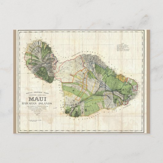 1885 De Witt Alexander Map of Maui, Hawaii Briefkaart (Voorkant)