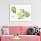 1885 De Witt Alexander Wall Map van Maui, Hawaii Canvas Afdruk (Insitu (Woonkamer))