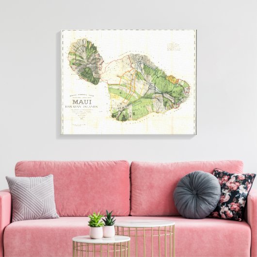 1885 De Witt Alexander Wall Map van Maui, Hawaii Canvas Afdruk (Insitu (Woonkamer))