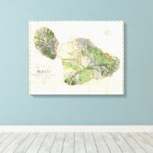 1885 De Witt Alexander Wall Map van Maui, Hawaii Canvas Afdruk (Insitu (Houten vloer))