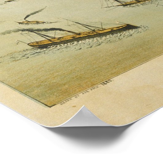 1885 Galveston, TX Birds Eye Uitzicht Panorama Poster (Hoek)