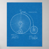 1885 High Wheeler Bicycle Design Patent Art Print (Voorkant)
