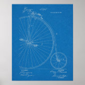 1885 High Wheeler Bicycle Design Patent Art Print (Voorkant)