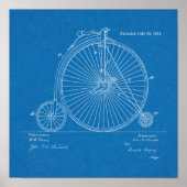 1885 High Wheeler Bicycle Design Patent Art Print (Voorkant)