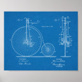 1885 High Wheeler Bicycle Design Patent Art Print (Voorkant)
