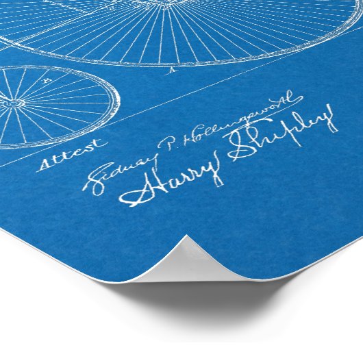 1885 High Wheeler Bicycle Design Patent Art Print (Hoek)