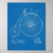 1885 High Wheeler Bicycle Design Patent Art Print (Voorkant)