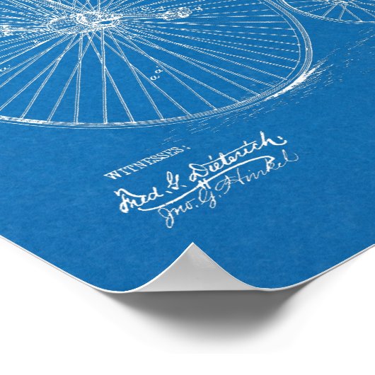 1885 High Wheeler Bicycle Design Patent Art Print (Hoek)