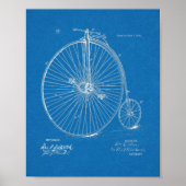 1885 High Wheeler Bicycle Design Patent Art Print (Voorkant)