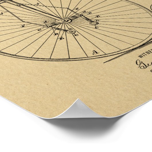 1885 High Wheeler Bicycle Design Patent Art Print (Hoek)