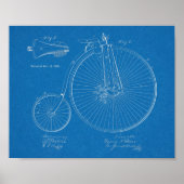 1885 High Wheeler Bicycle Design Patent Art Print (Voorkant)