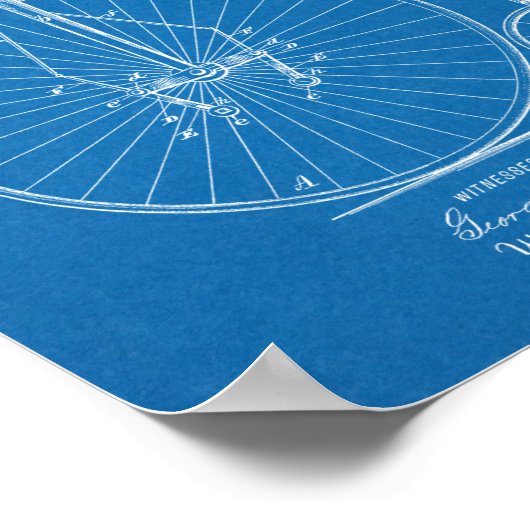 1885 High Wheeler Bicycle Design Patent Art Print (Hoek)