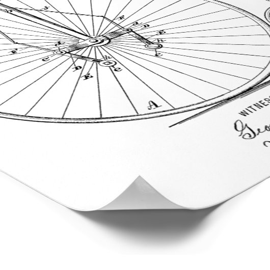 1885 High Wheeler Bicycle Design Patent Art Print (Hoek)