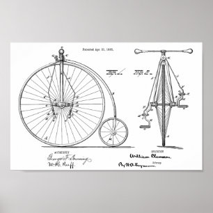 1885 High Wheeler Bicycle Design Patent Art Print