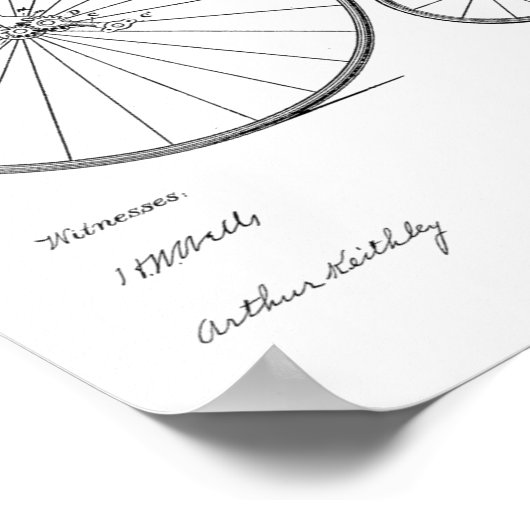 1885  High Wheeler Bicycle Patent Art Print (Hoek)