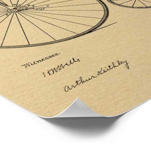 1885  High Wheeler Bicycle Patent Art Print (Hoek)