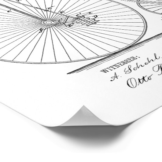 1885  High Wheeler Bicycle Patent Art Print (Hoek)