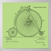 1885 High Wheeler Bicycle Patent Art Print (Voorkant)
