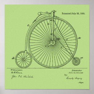 1885 High Wheeler Bicycle Patent Art Print