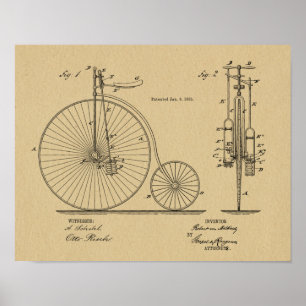 1885  High Wheeler Bicycle Patent Art Print