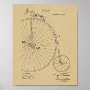 1885 High Wheeler Bicycle Patent Art Print