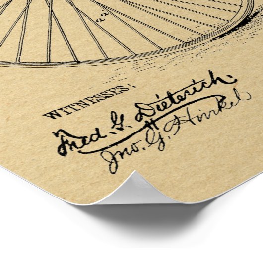 1885  High Wheeler Bicycle Patent Art Print (Hoek)