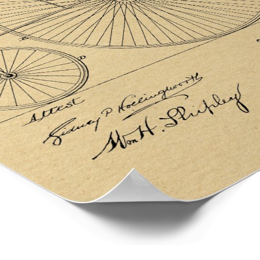 1885  High Wheeler Bicycle Patent Art Print (Hoek)