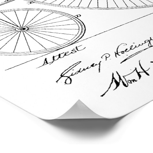 1885  High Wheeler Bicycle Patent Art Print (Hoek)