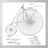 1885  High Wheeler Bicycle Patent Art Print (Voorkant)