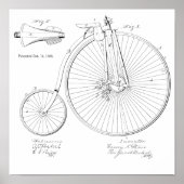 1885  High Wheeler Bicycle Patent Art Print (Voorkant)