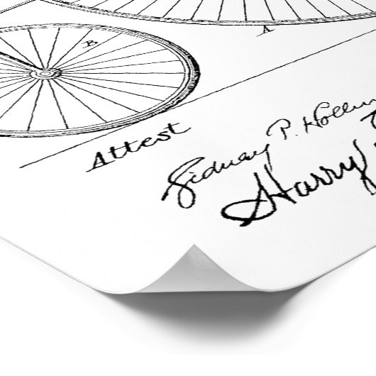 1885  High Wheeler Bicycle Patent Art Print (Hoek)