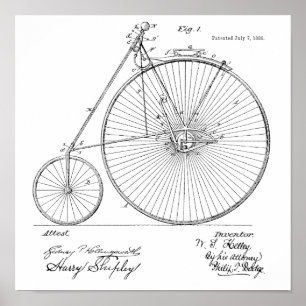 1885  High Wheeler Bicycle Patent Art Print