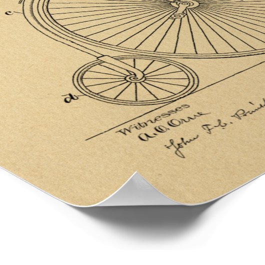 1885 High Wheeler Bicycle Patent Art Print (Hoek)