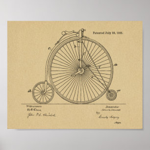 1885  High Wheeler Bicycle Patent Art Print