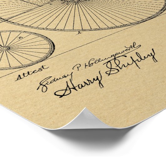 1885  High Wheeler Bicycle Patent Art Print (Hoek)