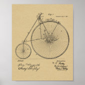 1885  High Wheeler Bicycle Patent Art Print (Voorkant)