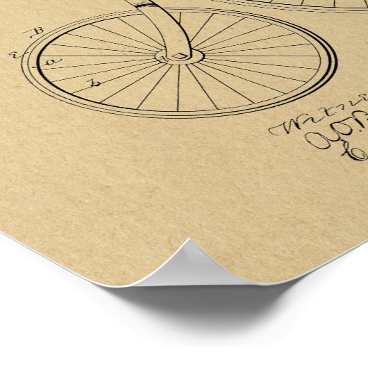 1885  High Wheeler Bicycle Patent Art Print (Hoek)