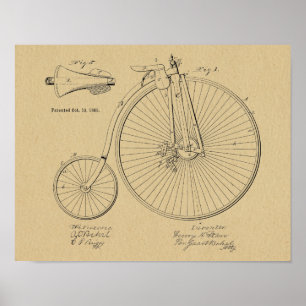 1885  High Wheeler Bicycle Patent Art Print