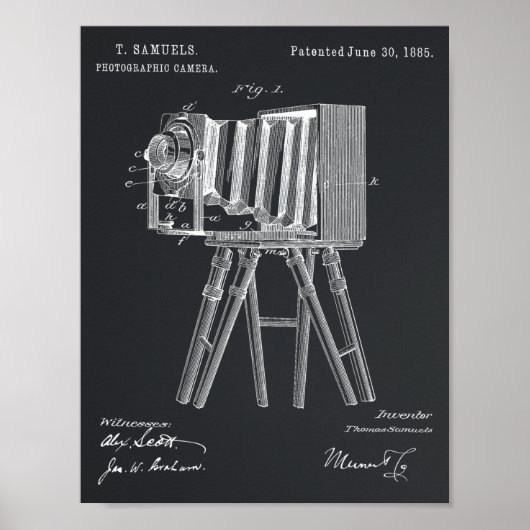 1885 Kunsttekentekening camera Patent Poster (Voorkant)