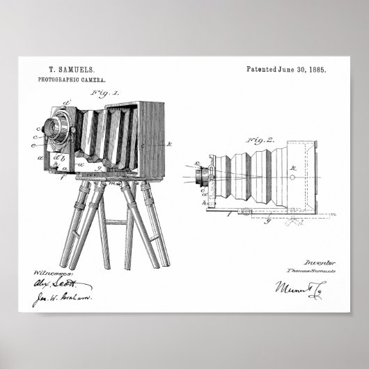 1885 Kunsttekentekening camera Patent Poster (Voorkant)