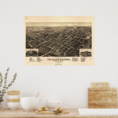 1885 Tallahassee, FL Birds Eye Uitzicht Panoramic Poster (Keuken)